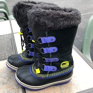 Sorel Kids Black and Purple Rain & Snow Boots